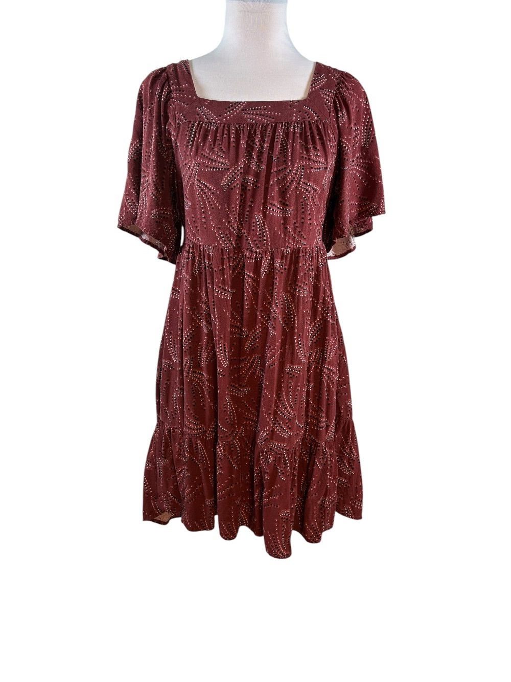 Maurices Square Neck Flutter Sleeve Tie-Back Mini Dress Cottagecore Fairycore